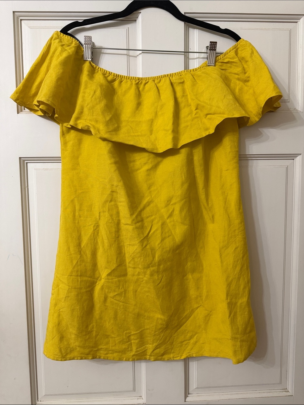 Forever 21 Yellow Off-Shoulder Ruffle Mini Dress